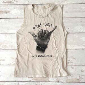 Women’s S/M Tank Top Muscle Tee Hang Loose North Shore Hawaii 100% Cotton Small